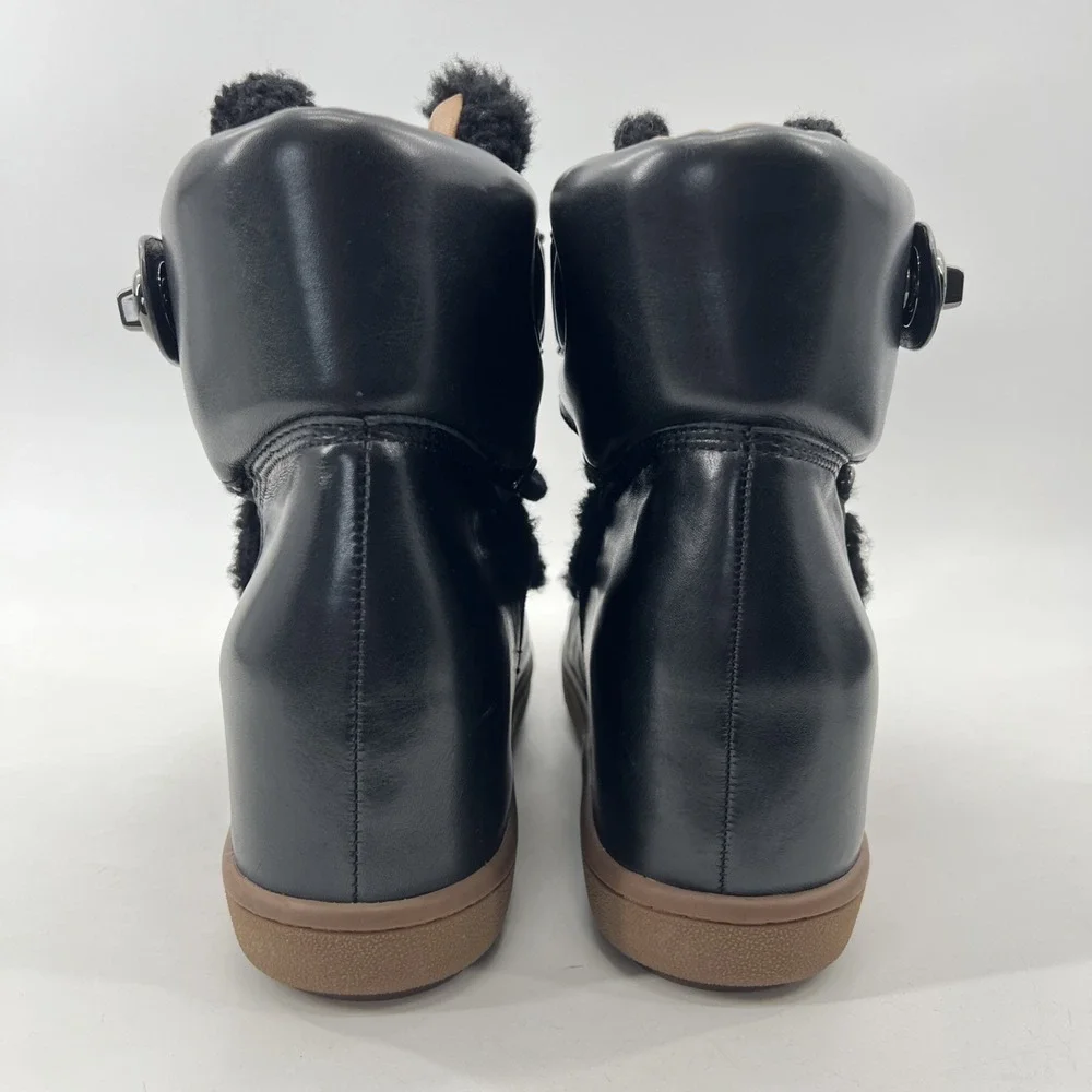 Coach Monroe Shearling Leather Boots Women's Size 11 Black Off Duty Model